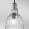 LED Hängelampe einflammig, Kristallglas Grau facettiert, Ø 23cm