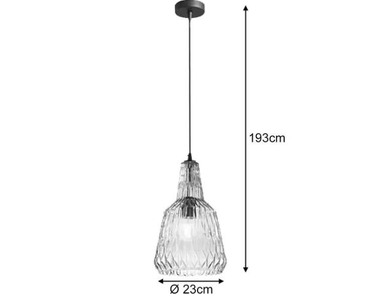 LED Hängelampe einflammig, Kristallglas Grau facettiert, Ø 23cm