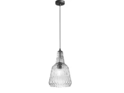 LED Hängelampe einflammig, Kristallglas Grau facettiert, Ø 23cm