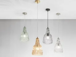 LED Hängelampe einflammig, Kristallglas Grau facettiert, Ø 23cm