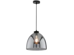 LED Hängelampe einflammig Lampenschirm Rauchglas Schwarz, Ø 28cm