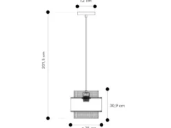 LED Hängelampe einflammig, Metall Gold mit Stoffblende Schwarz, Ø 35cm