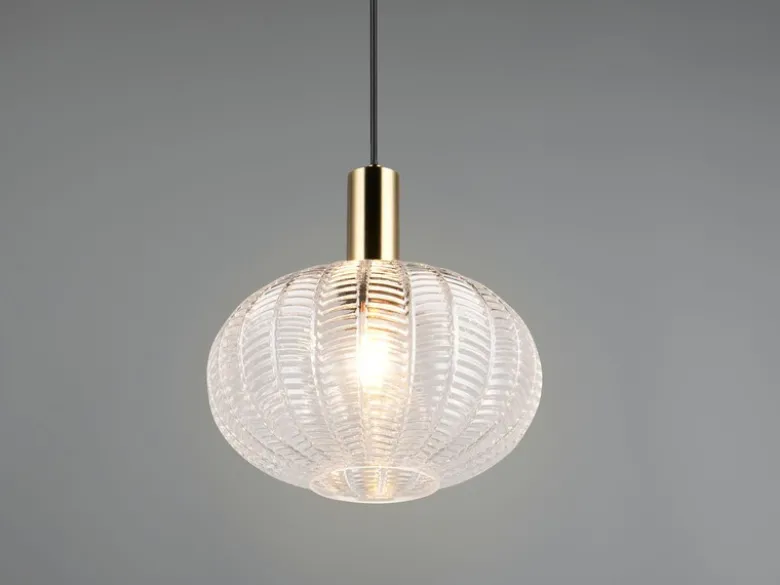 LED Hängelampe einflammig mit Kugel Glasschirm Transparent Ø 26cm