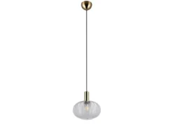 LED Hängelampe einflammig mit Kugel Glasschirm Transparent Ø 26cm