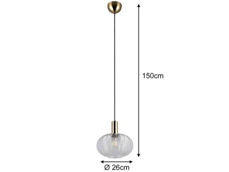 LED Hängelampe einflammig mit Kugel Glasschirm Transparent Ø 26cm