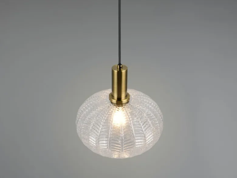 LED Hängelampe einflammig mit Kugel Glasschirm Transparent Ø 26cm