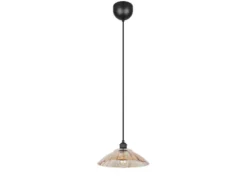 LED Hängelampe einflammig, Schwarz mit Glasschirm Amber, Ø 29,5cm