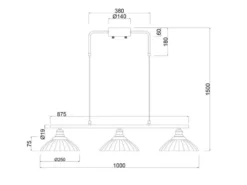 LED Hängelampe 3-flammig Altmessing, Glasschirme klar, Breite 100cm