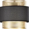 LED Hängelampe 3-flammig, Metall Gold mit Stoffblende Schwarz, Breite 85cm