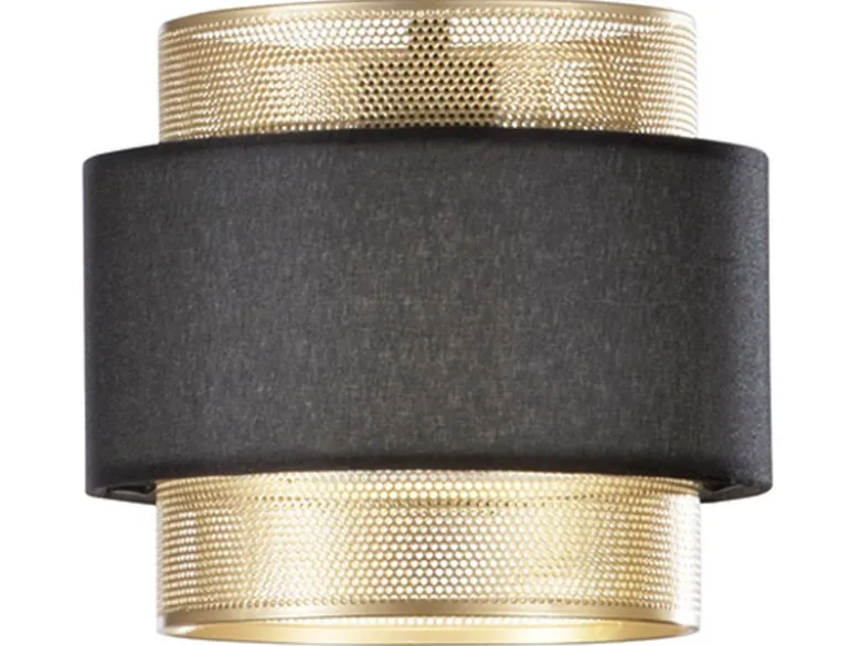 LED Hängelampe 3-flammig, Metall Gold mit Stoffblende Schwarz, Breite 85cm