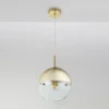 LED Hängelampe mit Glaskugel Design in Gold & Klarglas, Ø 20cm