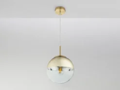 LED Hängelampe mit Glaskugel Design in Gold & Klarglas, Ø 20cm