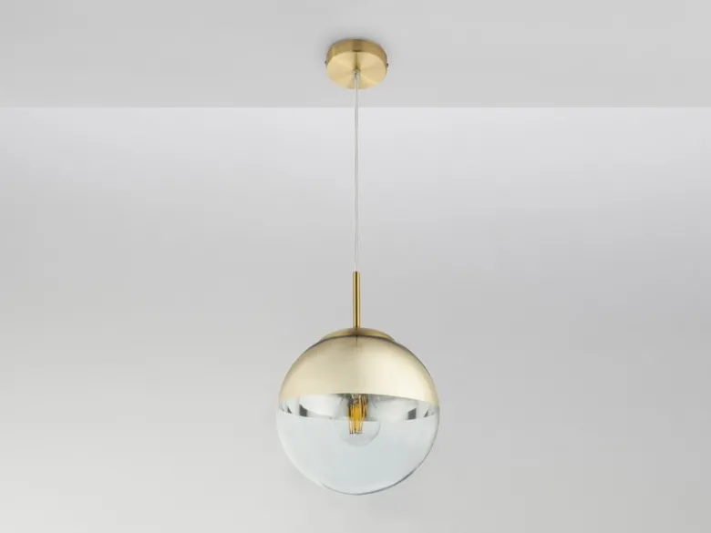 LED Hängelampe mit Glaskugel Design in Gold & Klarglas, Ø 20cm