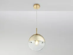 LED Hängelampe mit Glaskugel Design in Gold & Klarglas, Ø 20cm