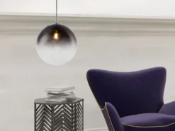 LED Hängelampe mit Glaskugel Design aus Rauchglas, Ø 30cm
