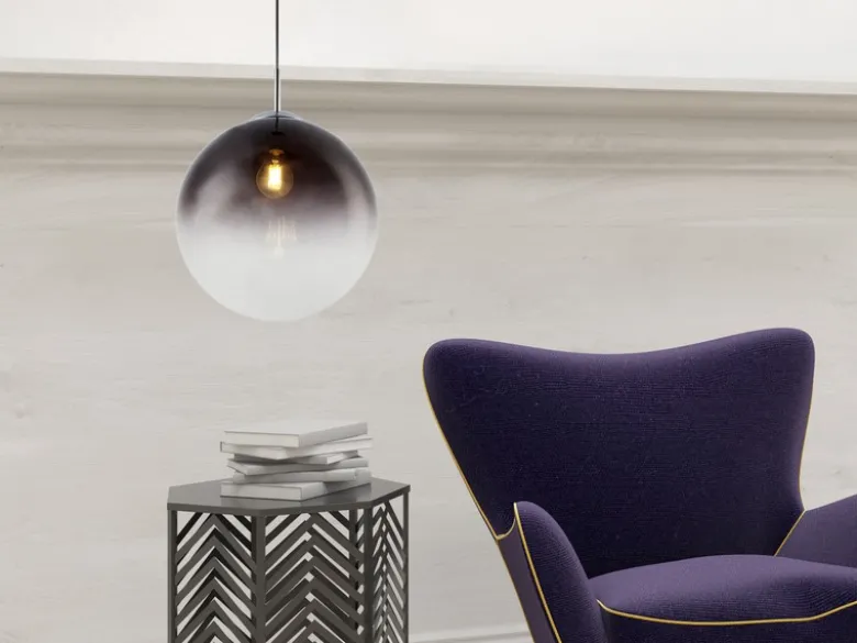 LED Hängelampe mit Glaskugel Design aus Rauchglas, Ø 30cm