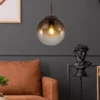 LED Hängelampe mit Glaskugel Design aus Amberglas, Ø 20cm