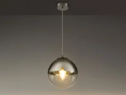 LED Hängelampe mit Glaskugel, Design in Chrom & Klarglas, Ø 30cm