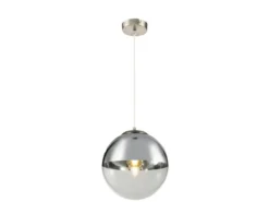 LED Hängelampe mit Glaskugel, Design in Chrom & Klarglas, Ø 30cm
