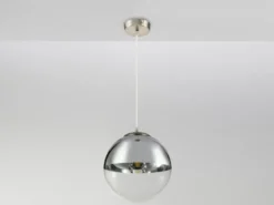 LED Hängelampe mit Glaskugel, Design in Chrom & Klarglas, Ø 30cm