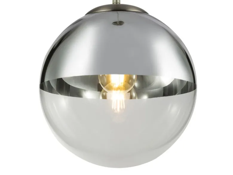 LED Hängelampe mit Glaskugel, Design in Chrom & Klarglas, Ø 30cm