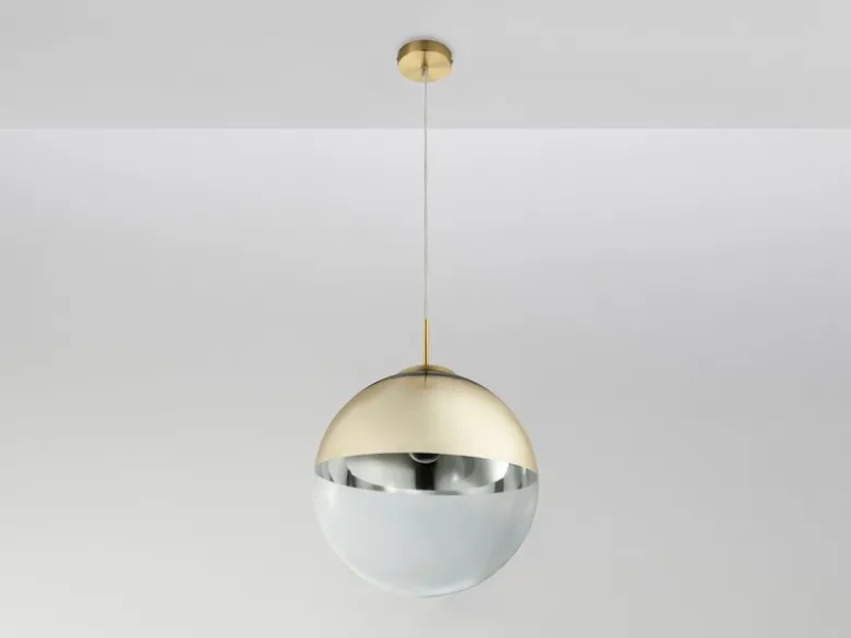 LED Hängelampe mit Glaskugel Design in Gold & Klarglas, Ø 33cm