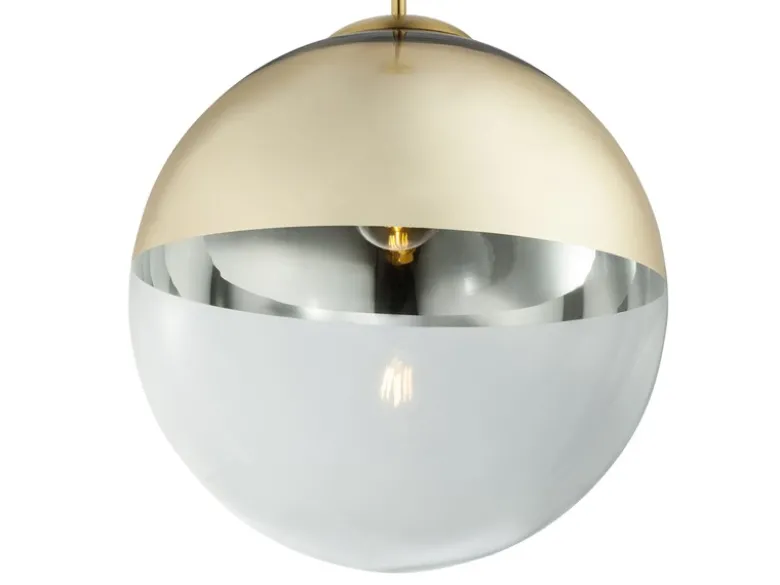 LED Hängelampe mit Glaskugel Design in Gold & Klarglas, Ø 33cm