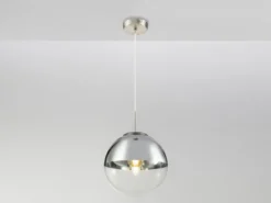 LED Hängelampe mit Glaskugel, Design in Chrom & Klarglas, Ø 25cm