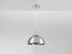 LED Hängelampe mit Glaskugel, Design in Chrom & Klarglas, Ø 25cm