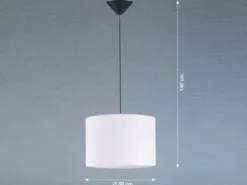LED Hängelampe mit Lampenschirm Leinen Weiß, Ø 30cm