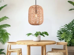 LED Hängelampe mit Sisal Geflecht Lampenschirm, Ø 35cm
