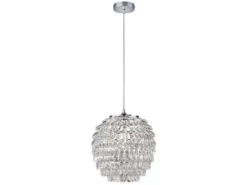 LED Hängeleuchte mit Kristall Behang aus Acryl, Ø 35cm
