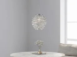 LED Hängeleuchte mit Kristall Behang aus Acryl, Ø 35cm