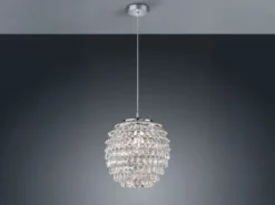 LED Hängeleuchte mit Kristall Behang aus Acryl, Ø 35cm