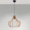 LED Hängeleuchte mit Lampenschirm aus Naturholz Lamellen, Ø 44cm