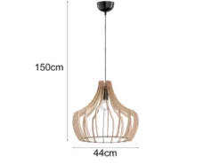 LED Hängeleuchte mit Lampenschirm aus Naturholz Lamellen, Ø 44cm