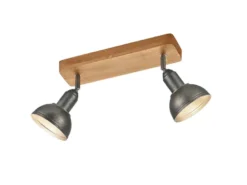 LED Holzbalken Deckenstrahler Silber Antik 2-flammig, Breite 33cm