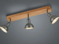 LED Holzbalken Deckenstrahler Silber Antik 3-flammig, Breite 58cm