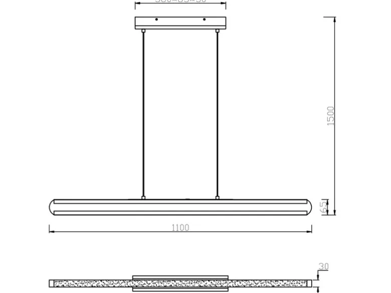 LED Holzbalken Pendelleuchte DEACON dimmbar, Breite 110cm