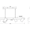 LED Holzbalken Pendelleuchte 4-flammig Schwarz, Breite 80cm