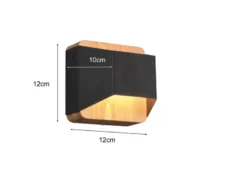 LED Holz Wandlampe ARINO Up and Down mit Stufen Dimmer Schwarz, Höhe 12cm