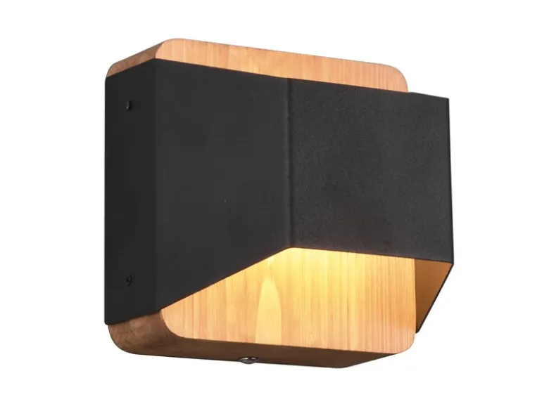LED Holz Wandlampe ARINO Up and Down mit Stufen Dimmer Schwarz, Höhe 12cm