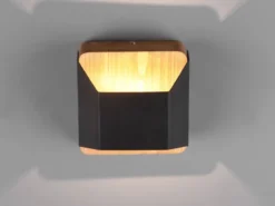 LED Holz Wandlampe ARINO Up and Down mit Stufen Dimmer Schwarz, Höhe 12cm