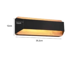 LED Holz Wandlampen 2er Set Up and Down mit Stufen Dimmer Schwarz, Breite 35cm
