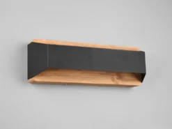 LED Holz Wandlampen 2er Set Up and Down mit Stufen Dimmer Schwarz, Breite 35cm