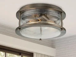 LED Industrial Deckenleuchte für Innen & Außen, Bronze Ø30,5cm