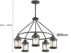 LED Industrial Pendelleuchte für Innen & Außen, Anthrazit Ø66cm