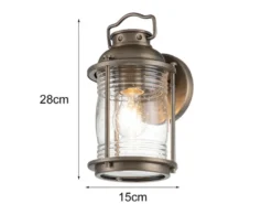 LED Industrial Wandlaterne für Innen & Außen, Bronze Höhe 28cm