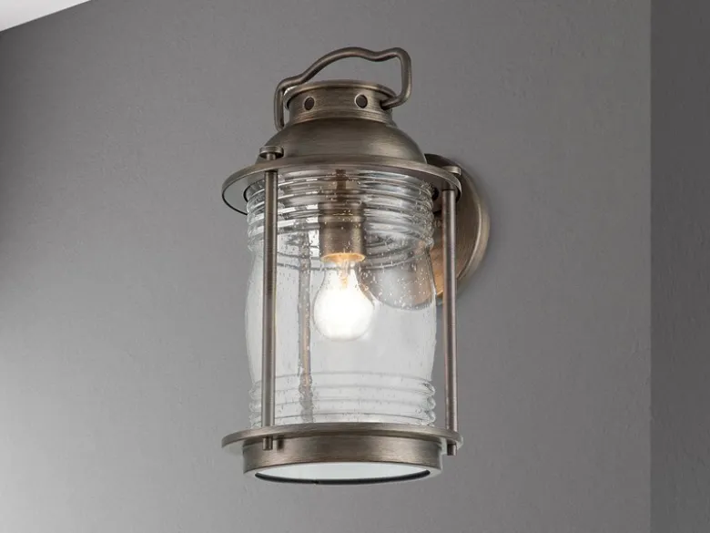 LED Industrial Wandlaterne für Innen & Außen, Bronze Höhe 40cm