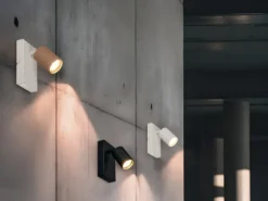 LED Innen Wandstrahler Hellgrau mit Schalter, Spot Coffee schwenkbar, Höhe 15cm